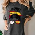 Spanish Baseball Mom Messy Bun Spain Baseball Girl Women's Comfort Colors T-Shirt Pepper