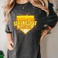 Strike Out Childhood Cancer Boys Baseball Drip Gold Ribbon Women's Comfort Colors T-Shirt Pepper