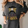 T Ball Mom Messy Bun Leopard Baseball Mom Leopard Women's Comfort Colors T-Shirt Pepper