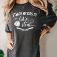 I Teach My Kids To Hit And Steal Baseball Mom Women's Comfort Colors T-Shirt Pepper
