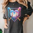 Valentines Baseball Heart Dripping Ice Cream Gen Z Alpha Women's Comfort Colors T-Shirt Pepper Valentines Baseball Heart Dripping Ice Cream Gen Z Alpha Women's Comfort Colors T-Shirt Pepper