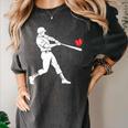 Valentines US Baseball Player Silhouette Heart Women's Comfort Colors T-Shirt Pepper Valentines US Baseball Player Silhouette Heart Women's Comfort Colors T-Shirt Pepper