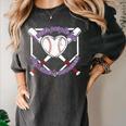 I Wear Purple For Alzheimers Awareness Baseball Heart Ribbon Women's Comfort Colors T-Shirt Pepper I Wear Purple For Alzheimers Awareness Baseball Heart Ribbon Women's Comfort Colors T-Shirt Pepper