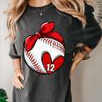 Womens Custom Baseball Mom Number 12 Heart For Mom Mommy Premium Women's Comfort Colors T-Shirt Pepper Womens Custom Baseball Mom Number 12 Heart For Mom Mommy Premium Women's Comfort Colors T-Shirt Pepper