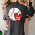 Womens Custom Baseball Mom Number 72 Heart For Mom Mommy Women's Comfort Colors T-Shirt Pepper