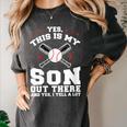 Yes This Is My Son Out Baseball Mom Women's Comfort Colors T-Shirt Pepper