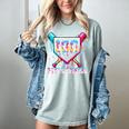 100 Days Of School Boy Kids Baseball Ice Cream Drip Teacher Women's Comfort Colors T-Shirt Denim