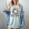 Artsy Baseball Mom Flowers Unique Game Day Ball Distressed Women's Comfort Colors T-Shirt Denim