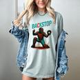 Backstop Catcher Baseball Graphic Women's Comfort Colors T-Shirt Denim Backstop Catcher Baseball Graphic Women's Comfort Colors T-Shirt Denim