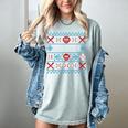 Baseball Catcher Ugly Christmas Sweater Pattern Sports Xmas Women's Comfort Colors T-Shirt Denim