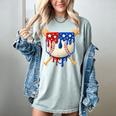 Baseball Drip American Flag Home Plate 4th Of July Patriotic Women's Comfort Colors T-Shirt Denim Baseball Drip American Flag Home Plate 4th Of July Patriotic Women's Comfort Colors T-Shirt Denim
