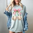 Baseball Girls Women Coquette Pink Bow Baseball Women's Comfort Colors T-Shirt Denim