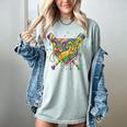 Baseball Mardi Gras Home Plate Ice Cream Drip Carnival Mask Women's Comfort Colors T-Shirt Denim Baseball Mardi Gras Home Plate Ice Cream Drip Carnival Mask Women's Comfort Colors T-Shirt Denim