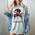 Baseball Mom Leopard Messy Bun Game Day Women's Comfort Colors T-Shirt Denim