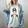 Baseball Mom Women Messy Bun Leopard Mother's Day Women's Comfort Colors T-Shirt Denim