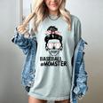 Baseball Momster Messy Bun Skull Mom For Women Halloween Women's Comfort Colors T-Shirt Denim