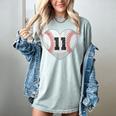 Baseball Number 11 Distressed Heart For Baseball Moms Women's Comfort Colors T-Shirt Denim Baseball Number 11 Distressed Heart For Baseball Moms Women's Comfort Colors T-Shirt Denim
