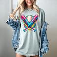 Baseball Player Ice Cream Drip Women's Comfort Colors T-Shirt Denim Baseball Player Ice Cream Drip Women's Comfort Colors T-Shirt Denim