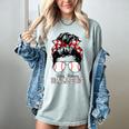 Busy Raising Ballers Messy Bun Funny Baseball Mom Women's Comfort Colors T-Shirt Denim