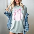 Coquette Baseball Mom Pink Bow Baseball Mama Women's Comfort Colors T-Shirt Denim Coquette Baseball Mom Pink Bow Baseball Mama Women's Comfort Colors T-Shirt Denim