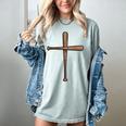 Cross Baseball Bats Christian Faith Sports Coach Pitcher Women's Comfort Colors T-Shirt Denim Cross Baseball Bats Christian Faith Sports Coach Pitcher Women's Comfort Colors T-Shirt Denim