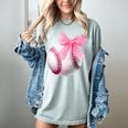 Cute Coquette Baseball Pink Bow Player & Fan Girls Women's Comfort Colors T-Shirt Denim Cute Coquette Baseball Pink Bow Player & Fan Girls Women's Comfort Colors T-Shirt Denim