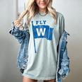 Fly The W Chicago Baseball Winning Flag Distressed Premium Tri-Blend Women's Comfort Colors T-Shirt Denim