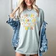 Groovy Retro One Thankful Baseball Mom Thanksgiving Fall Women's Comfort Colors T-Shirt Denim Groovy Retro One Thankful Baseball Mom Thanksgiving Fall Women's Comfort Colors T-Shirt Denim