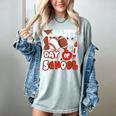 Happy 100 Days Of School Baseball Football PE Teacher Women's Comfort Colors T-Shirt Denim Happy 100 Days Of School Baseball Football PE Teacher Women's Comfort Colors T-Shirt Denim