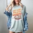 Just A Boy Who Loves Baseball Player Kids Women's Comfort Colors T-Shirt Denim