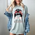Kinda Busy Raising Ballers Messy Bun Funny Baseball Mom Women's Comfort Colors T-Shirt Denim