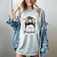 Leopard Messy Bun Mom Mother's Day Baseball Mommy Women's Comfort Colors T-Shirt Denim