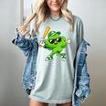 Lucky Shamrock Playing Baseball St Patrick's Kids Boys Women's Comfort Colors T-Shirt Denim