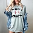Pitches Be Crazy Baseball Moms Softball Players Hey Batter Women's Comfort Colors T-Shirt Denim Pitches Be Crazy Baseball Moms Softball Players Hey Batter Women's Comfort Colors T-Shirt Denim