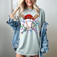 Santa Sports Christmas Baseball Player Women's Comfort Colors T-Shirt Denim Santa Sports Christmas Baseball Player Women's Comfort Colors T-Shirt Denim