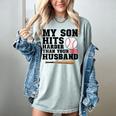 My Son Hits Harder Than Your Husband Baseball Mom Women's Comfort Colors T-Shirt Denim