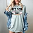 My Son Will Be Waiting For You At Home Baseball Mom Women's Comfort Colors T-Shirt Denim