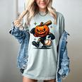Spooky Halloween Scary Pumpkin Baseball Player Witchy Vibes Women's Comfort Colors T-Shirt Denim Spooky Halloween Scary Pumpkin Baseball Player Witchy Vibes Women's Comfort Colors T-Shirt Denim