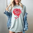 Sporty Rose Graphic With Baseball And Rugby Ball Petals Women's Comfort Colors T-Shirt Denim Sporty Rose Graphic With Baseball And Rugby Ball Petals Women's Comfort Colors T-Shirt Denim