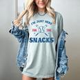 Spring 2024 Season Cute Baseball Mom Here For The Snacks Women's Comfort Colors T-Shirt Denim
