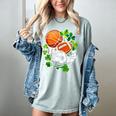 St Patricks Day Shamrock Basketball Baseball Football Soccer Women's Comfort Colors T-Shirt Denim St Patricks Day Shamrock Basketball Baseball Football Soccer Women's Comfort Colors T-Shirt Denim
