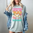 I Survived 100 Days Of School Baseball Ice Cream Drip Women's Comfort Colors T-Shirt Denim I Survived 100 Days Of School Baseball Ice Cream Drip Women's Comfort Colors T-Shirt Denim