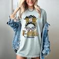 T Ball Mom Messy Bun Leopard Baseball Mom Leopard Women's Comfort Colors T-Shirt Denim