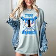 T1D Warrior Baseball Drip Diabetes Awareness Blue Ribbon Women's Comfort Colors T-Shirt Denim