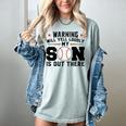 Warning Will Yell Loudly My Son Baseball Mom Women's Comfort Colors T-Shirt Denim