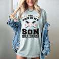 Yes This Is My Son Out There Baseball Mom Women's Comfort Colors T-Shirt Denim