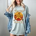 Youth Boy Baseball Jesus Saves Christian Baseball Religious Women's Comfort Colors T-Shirt Denim