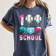 100 Days Of School Boys Kids 100th Day Of School Baseball Women's Comfort Colors T-Shirt Moss