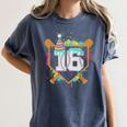 16th Birthday Baseball Drip Number 16 Year Old Birthday Boy Women's Comfort Colors T-Shirt Moss