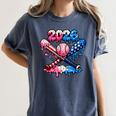 2026 American Flag Baseball Ice Cream Drip Bats Boys Women's Comfort Colors T-Shirt Moss 2026 American Flag Baseball Ice Cream Drip Bats Boys Women's Comfort Colors T-Shirt Moss